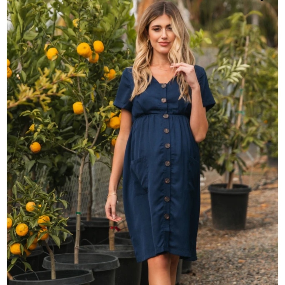 Navy blue maturnity dress
